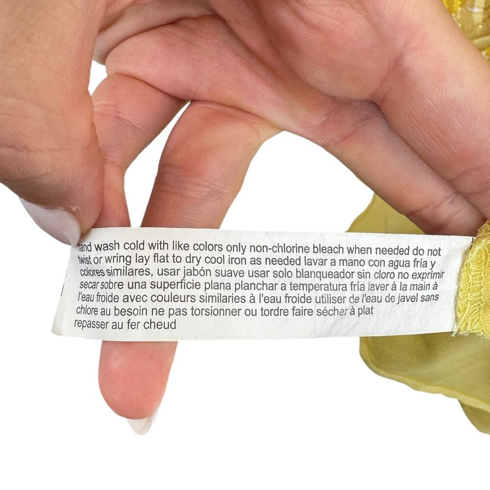 Eloquii Golden Yellow Floral Metallic Stripe Ruffle Sleeveless Maxi Dress - Picture 13 of 13